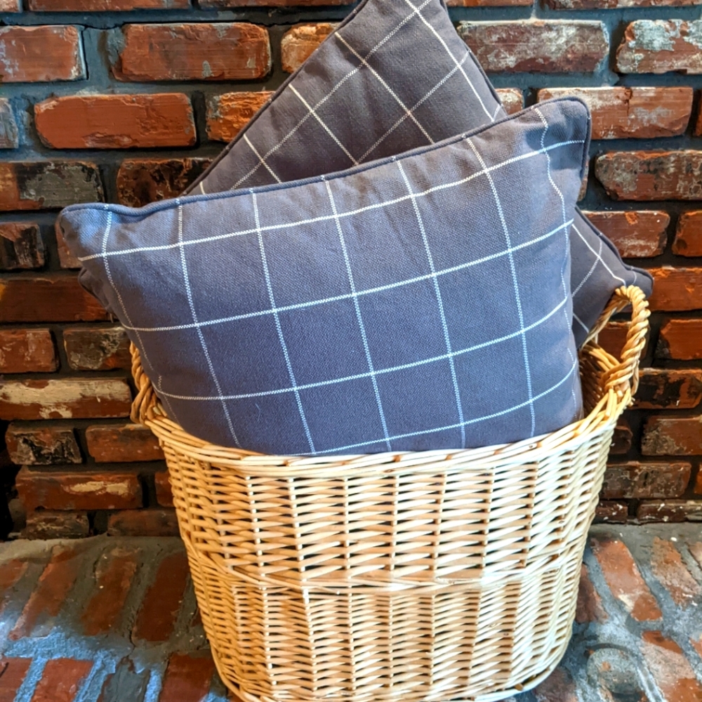 2 Down stuffed, Grey and cream striped, Throw Pillows